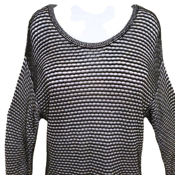 Pendleton Woolen Mills Tunic Sweater -XL Loose Knit Striped Crewneck Navy White - Picture 2 of 11